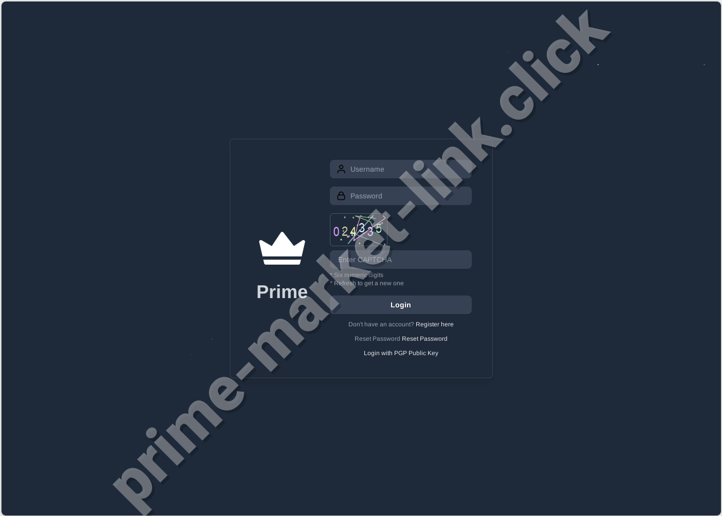 Prime Darknet Market login form - secure entry via Prime Market Link